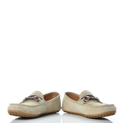 Gucci Suede Web Mens Horsebit Driver Loafers 8 Oatmeal 6 of 15
