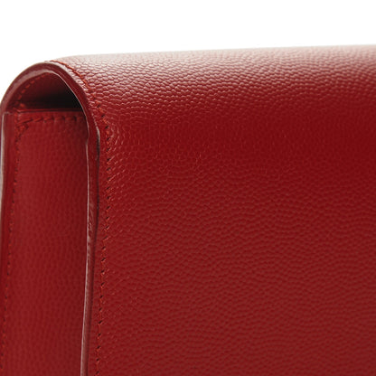 Saint Laurent Grain De Poudre Classic Monogram Clutch New Red 8 of 8