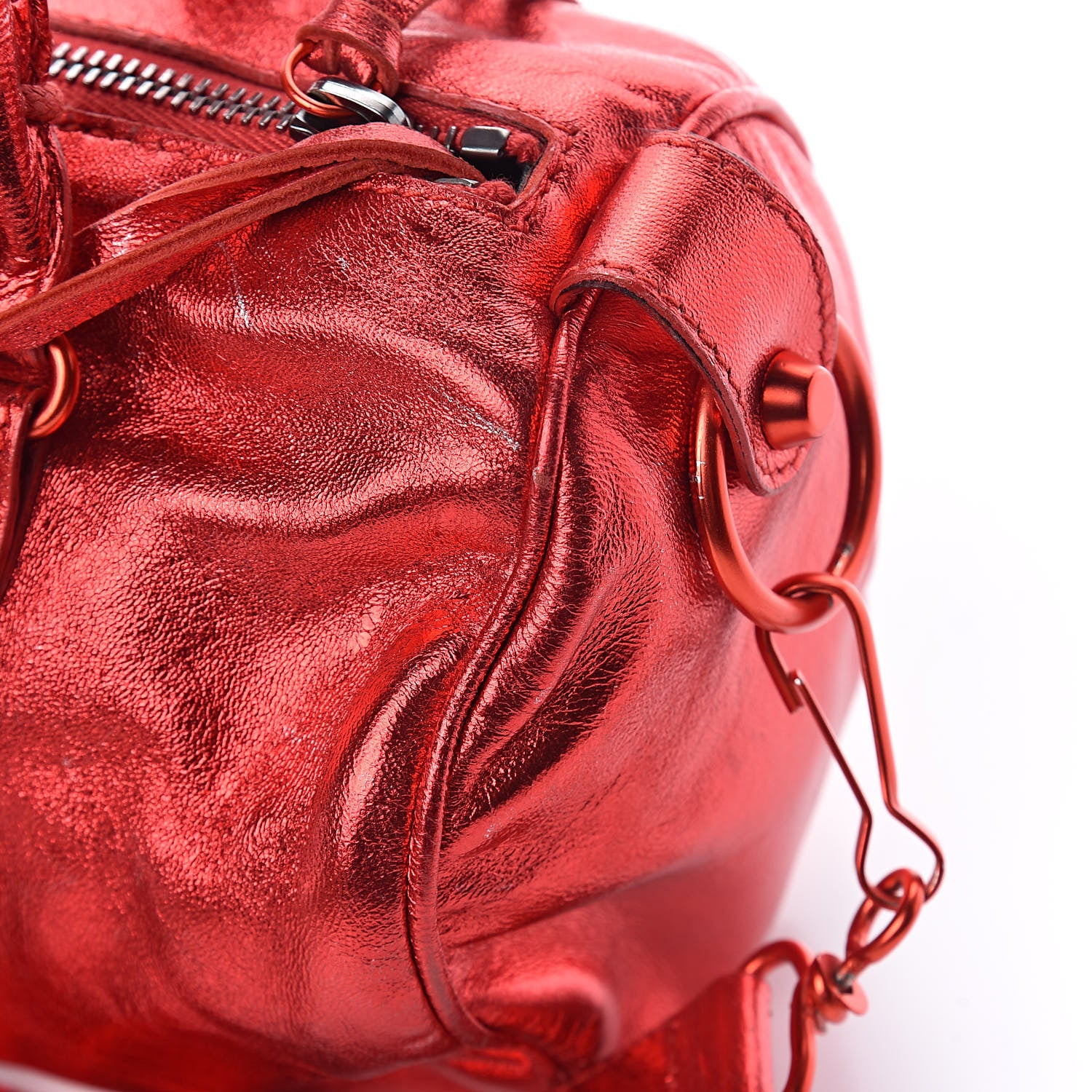 Balenciaga Metallic Agneau Classic Hardware Twiggy Red 10 of 12