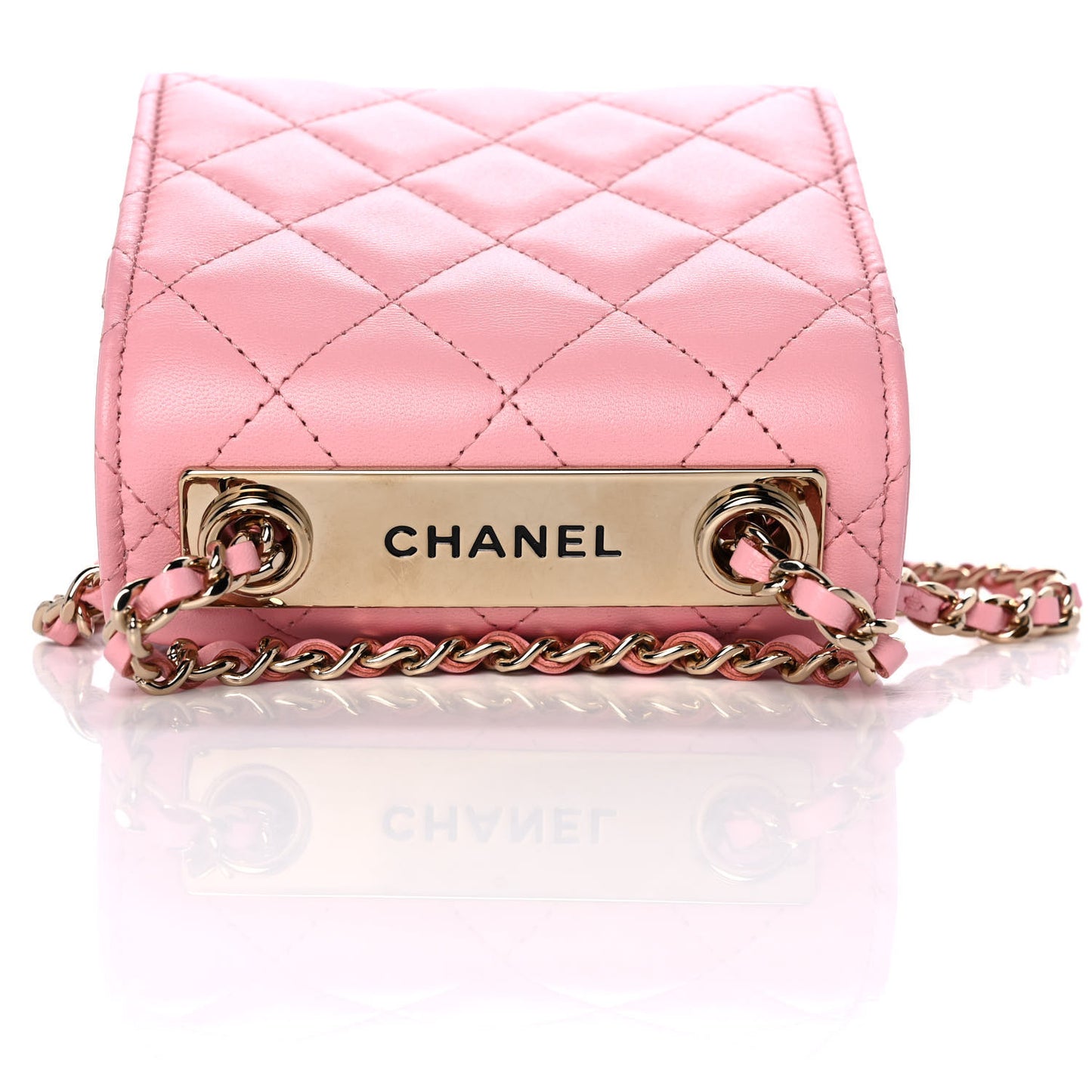 Lambskin Quilted Mini Trendy CC Clutch With Chain Pink