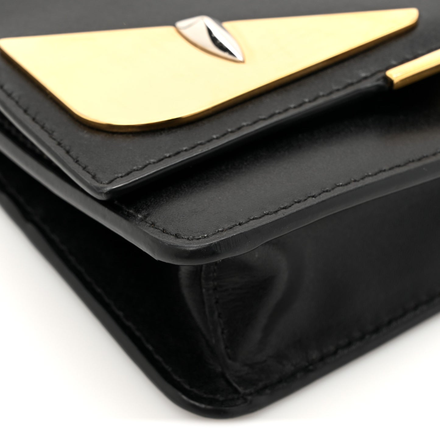 Vitello Liberty Lucido Metal Monster Eyes Tube Wallet on Chain Black