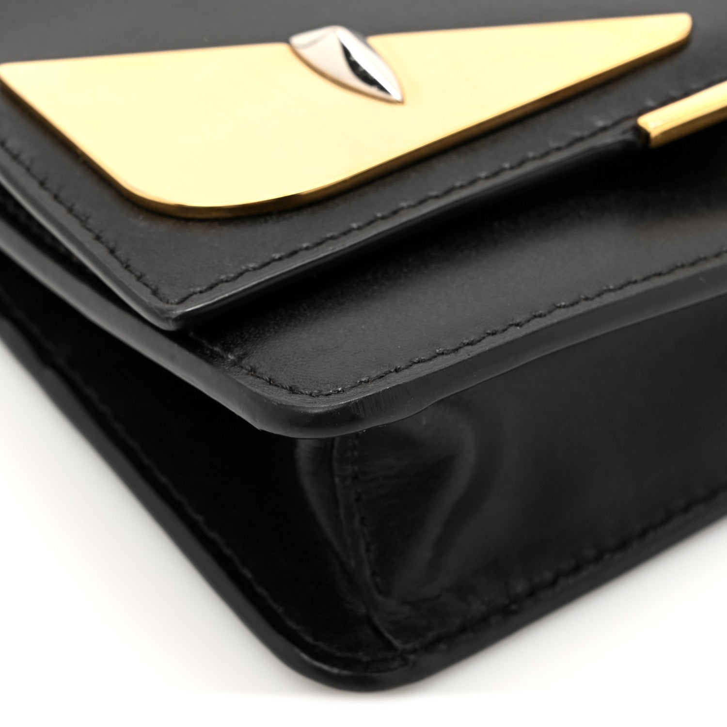 Fendi Vitello Liberty Lucido Metal Monster Eyes Tube Wallet on Chain Black 11 of 13