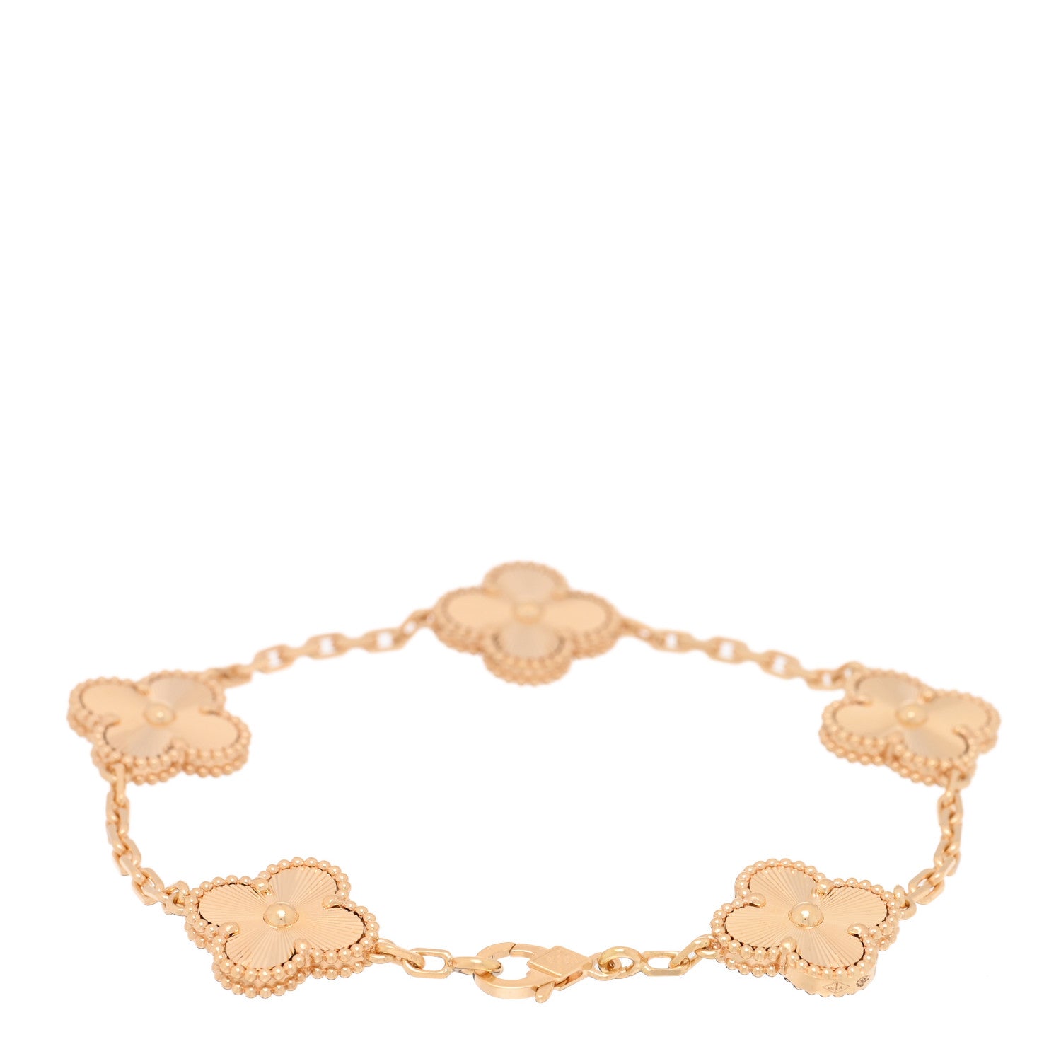 Van Cleef & Arpels 18K Yellow Gold 5 Motifs Guilloche Vintage Alhambra Bracelet 2 of 4