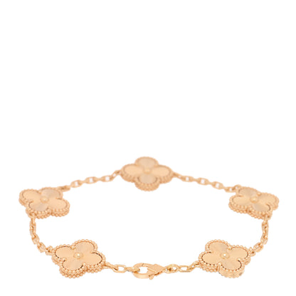 Van Cleef & Arpels 18K Yellow Gold 5 Motifs Guilloche Vintage Alhambra Bracelet 2 of 4