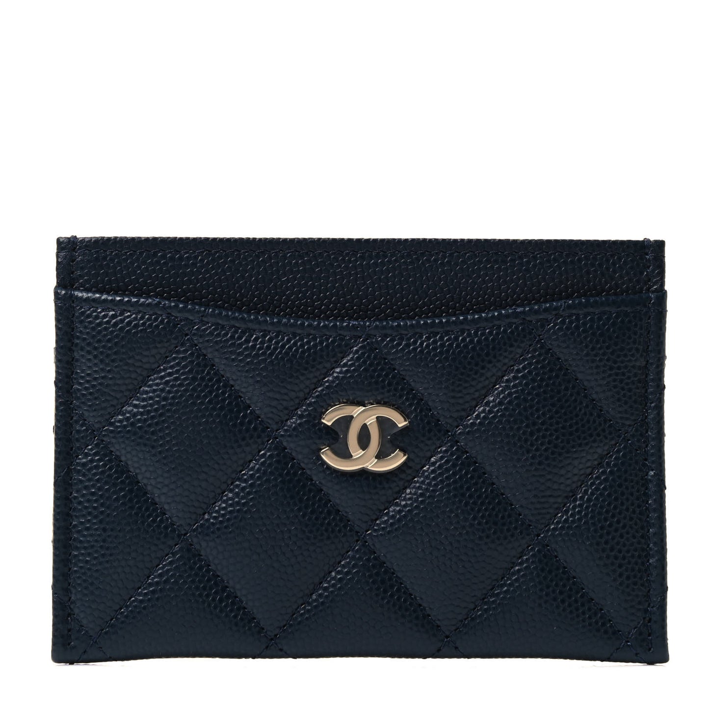 Caviar Quilted Card Holder Navy