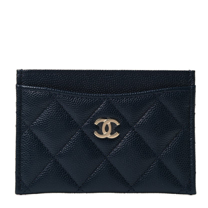 Chanel Caviar Quilted Card Holder Navy 1 of 4