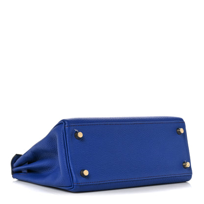 Hermes Togo Horseshoe Kelly Retourne 25 Bleu Electrique Bordeaux 5 of 38