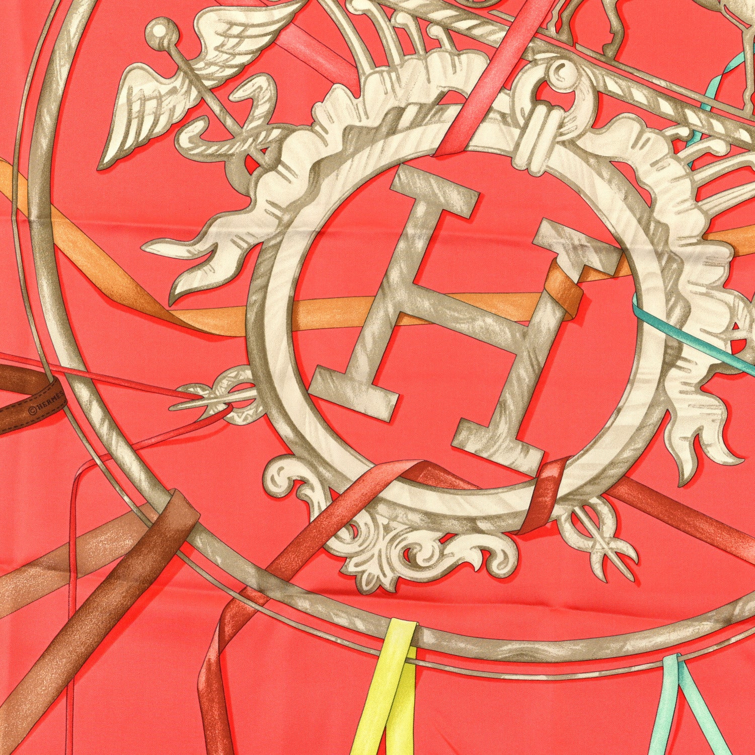 Hermes Silk Attrape Tes Reves Scarf 90 Coral 3 of 3