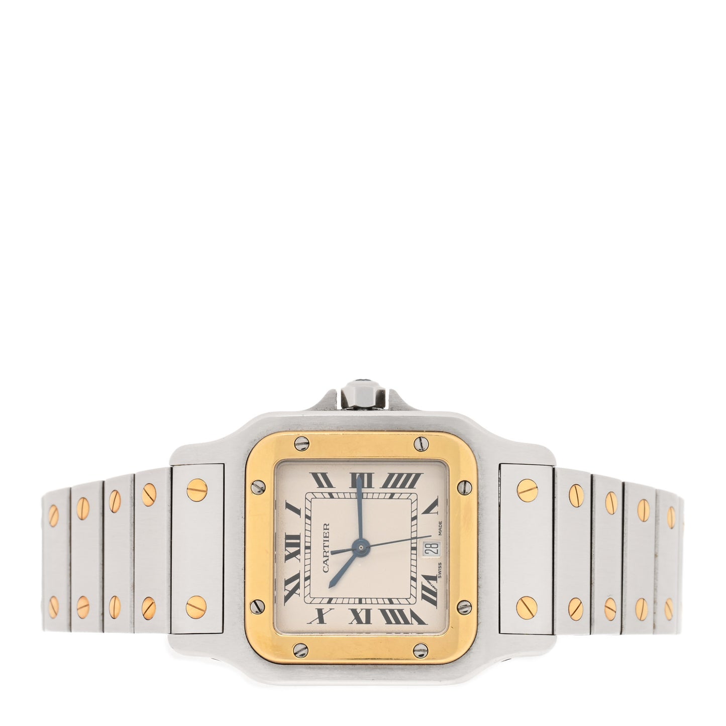 Stainless Steel 18K Yellow Gold 29mm Santos De Cartier Galbee Quartz Watch