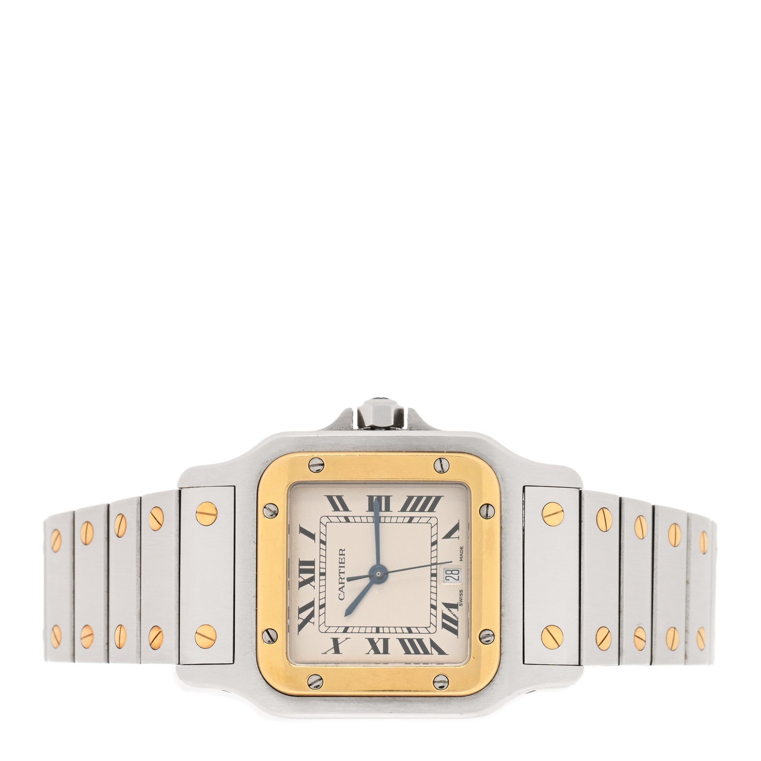 Cartier Stainless Steel 18K Yellow Gold 29mm Santos De Cartier Galbee Quartz Watch 2 of 4