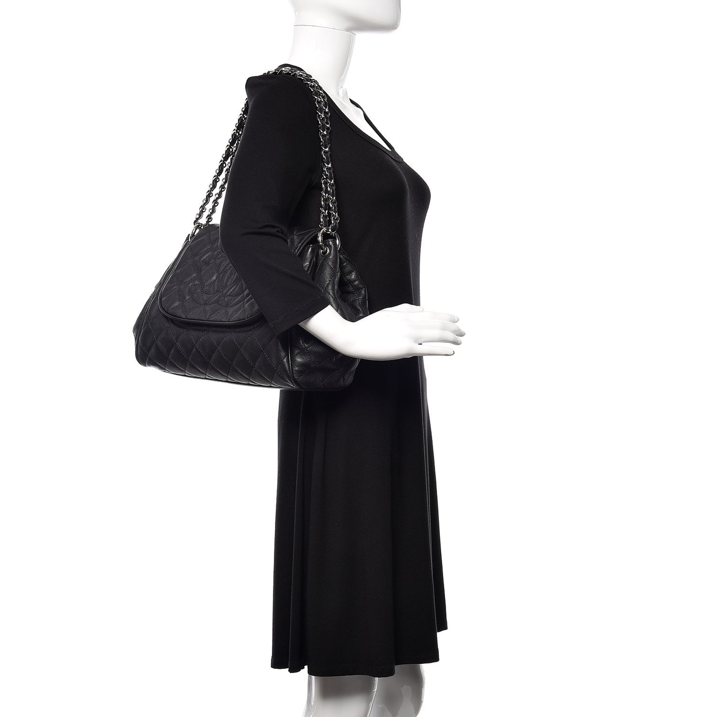 Caviar Quilted Timeless Accordion Flap Black
