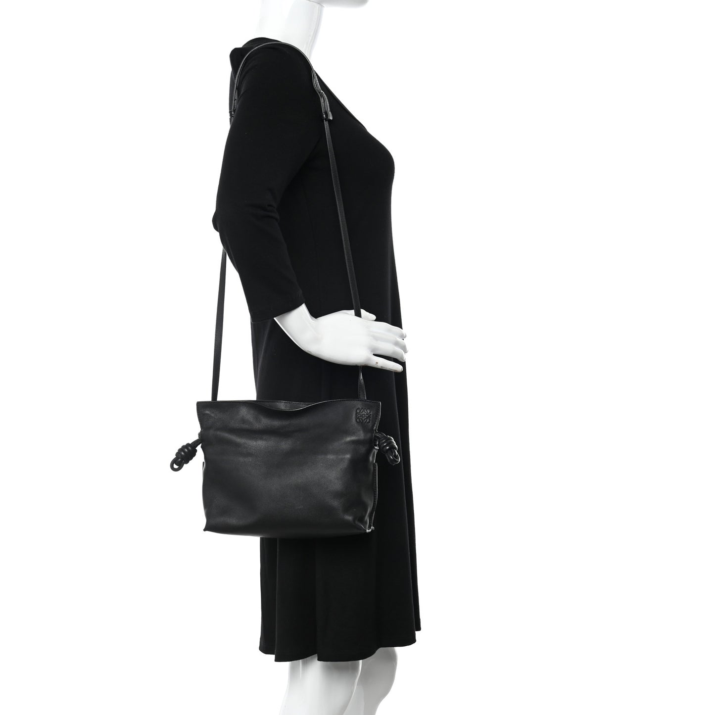 Calfskin Mini Flamenco Knot Clutch Black