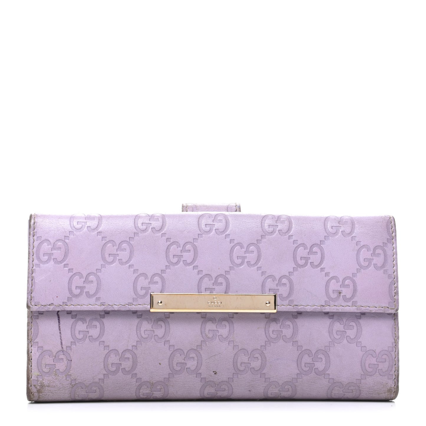 Guccissima Metal Bar Continental Wallet Lavender