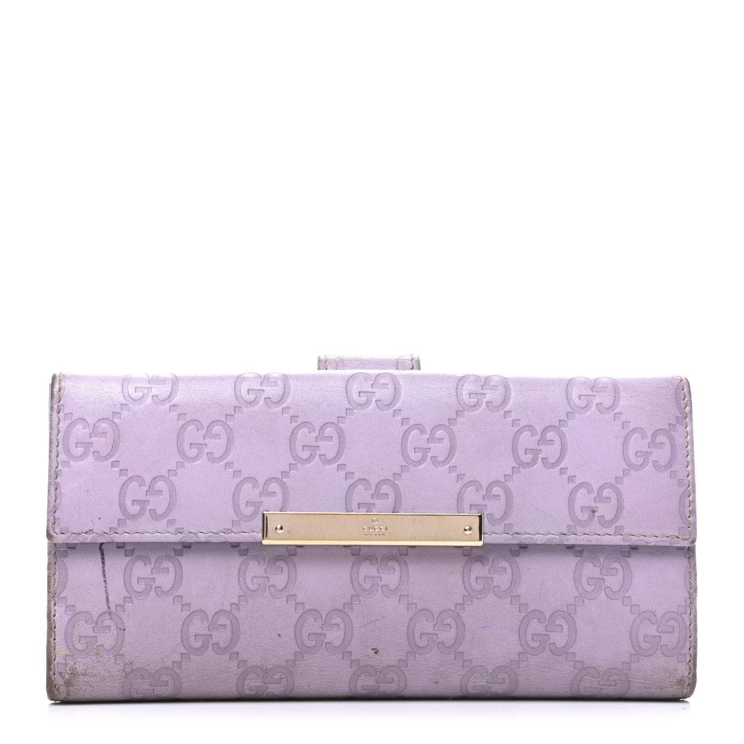Gucci Guccissima Metal Bar Continental Wallet Lavender 1 of 12