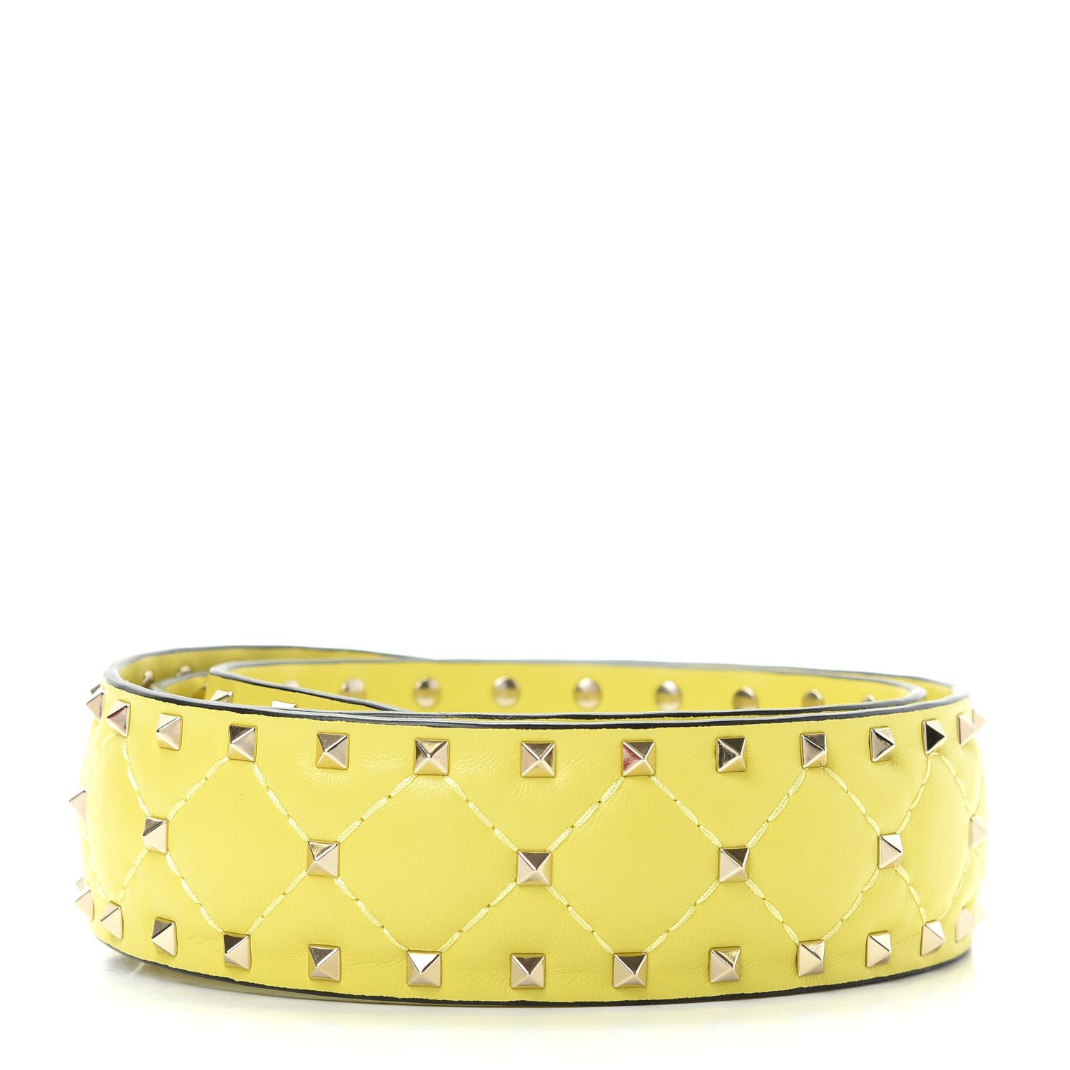 Valentino Garavani Nappa Rockstud Spike Shoulder Strap Acid Yellow 2 of 6