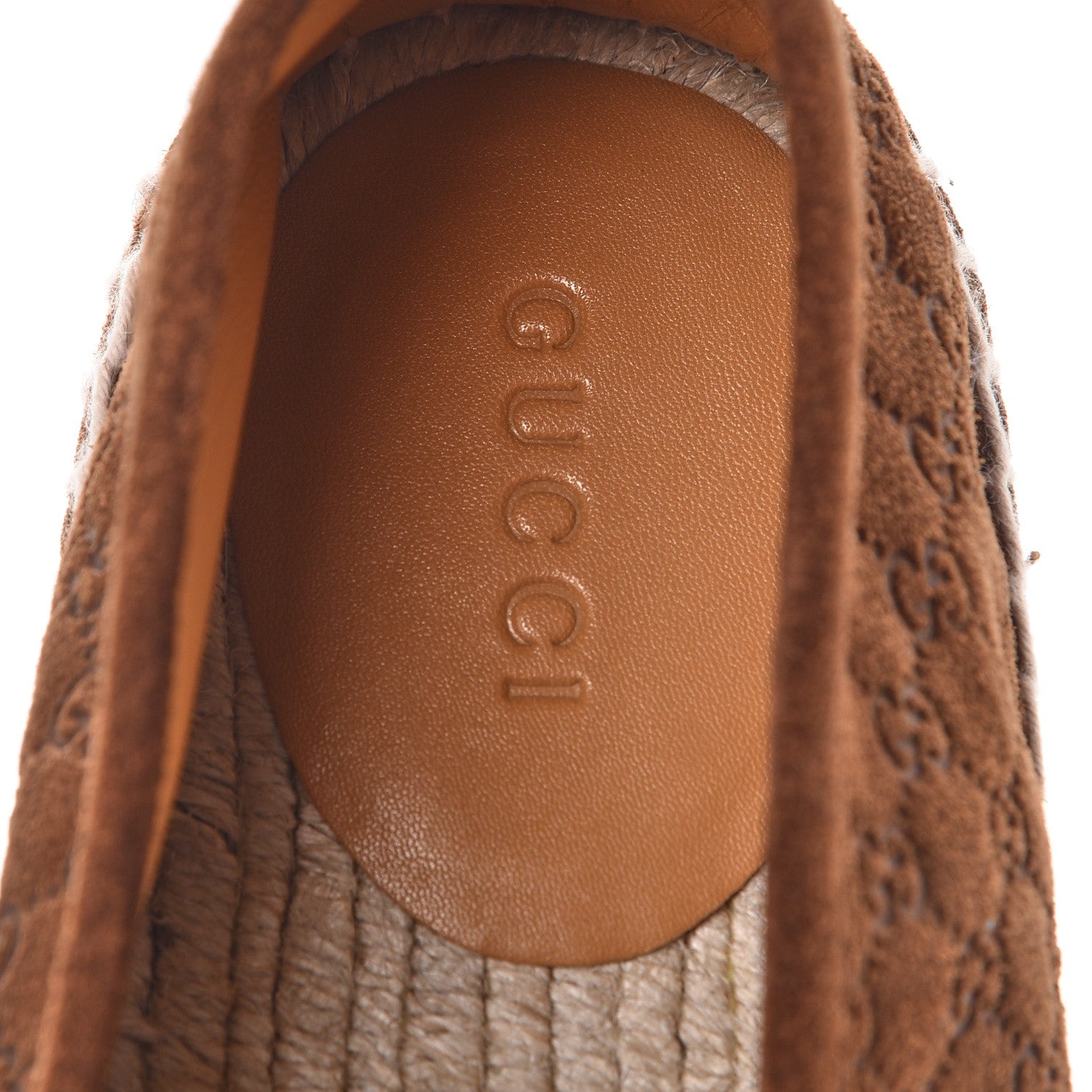 Gucci Suede Guccissima Pilar Espadrille Flats 38 Nut Brown 7 of 10