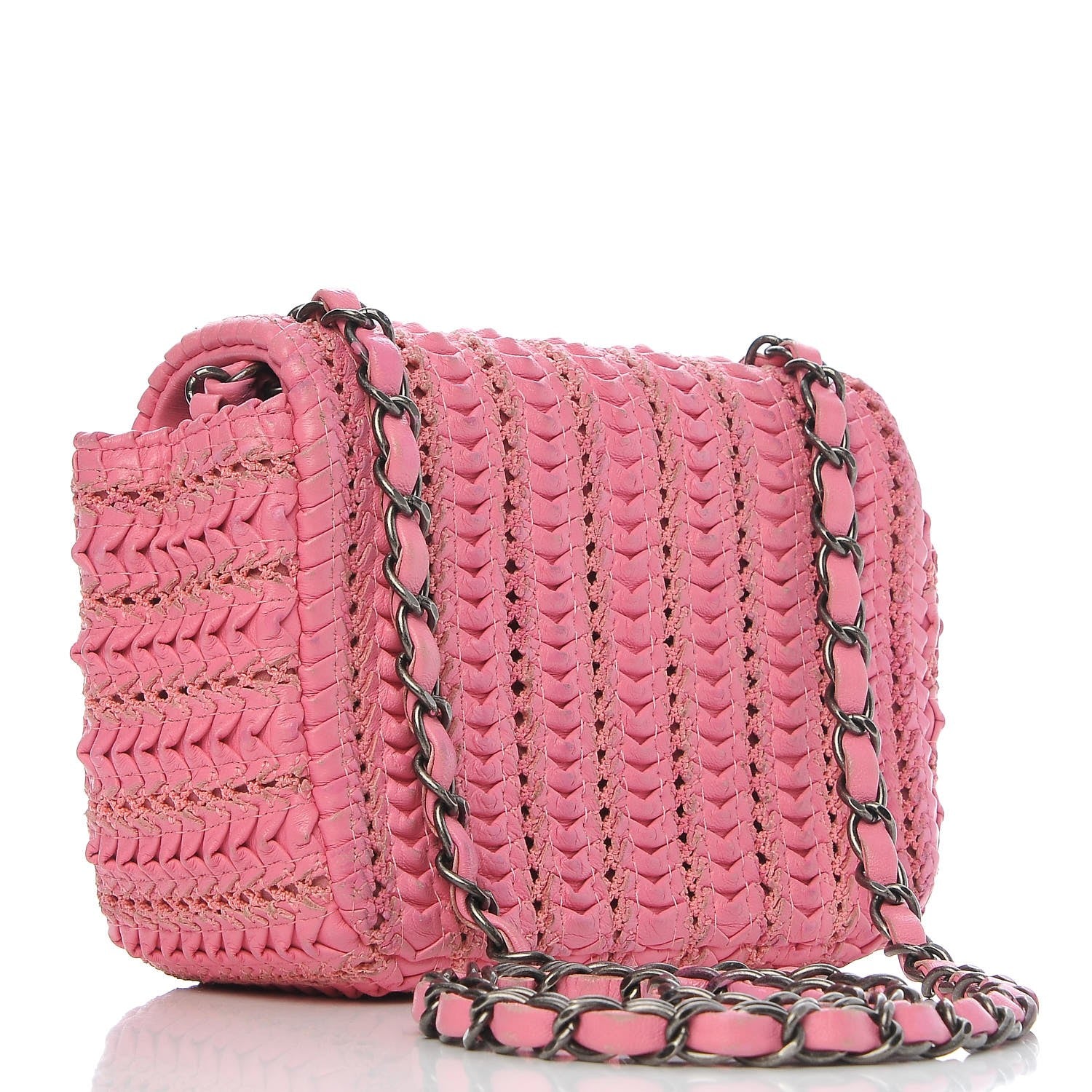 Chanel Lambskin Crochet Embroidered Mini Flap Pink 3 of 7