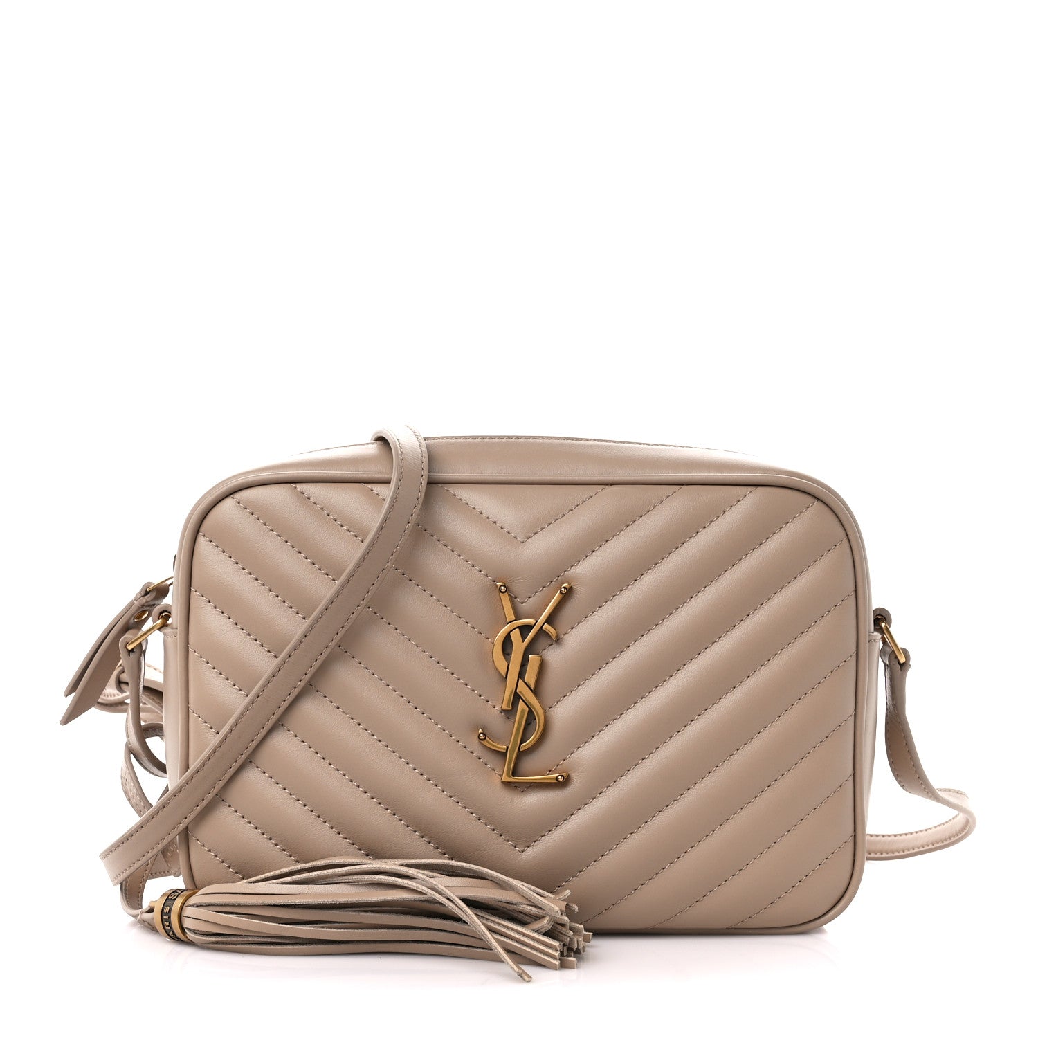 Saint Laurent Calfskin Matelasse Monogram Lou Camera Bag Dark Beige 1 of 13