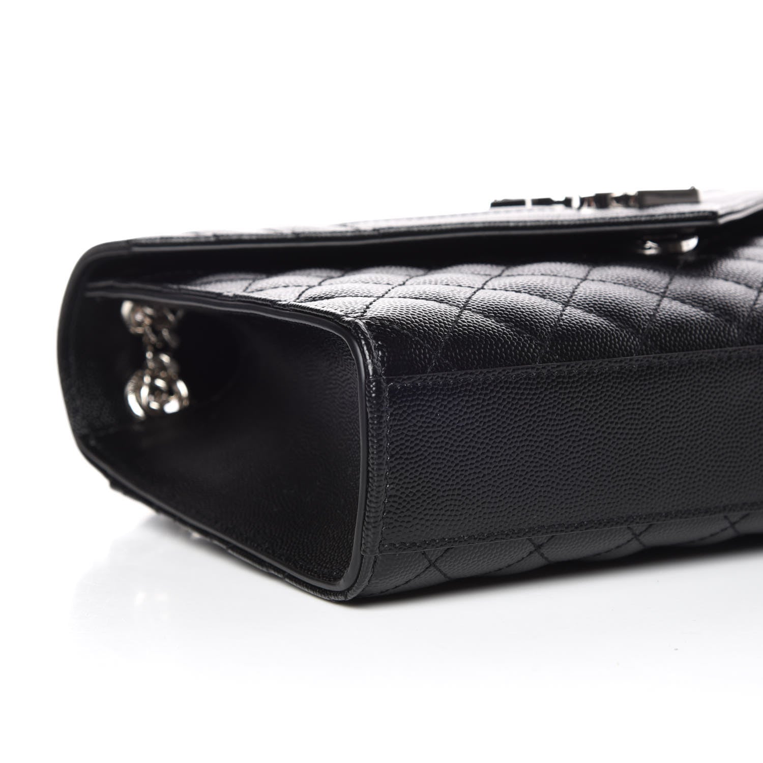 Saint Laurent Grain De Poudre Textured Mixed Matelasse Triquilt Medium Monogram Satchel Black 5 of 8