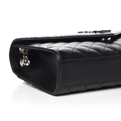 Saint Laurent Grain De Poudre Textured Mixed Matelasse Triquilt Medium Monogram Satchel Black 5 of 8