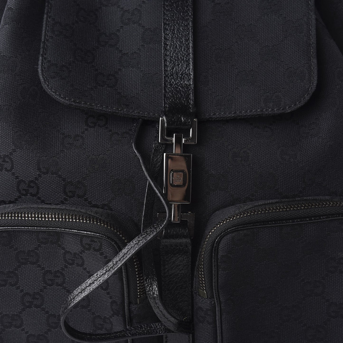 GG Monogram Single Buckle Backpack Black
