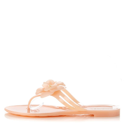 Chanel Jelly Camellia Thong Sandals 38 Pink 1 of 8