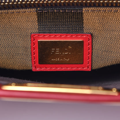 Fendi Vitello Morgan Fabric Jacquard Pequin Medium Peekaboo Iconic Satchel Mattone Tobacco Black 7 of 7