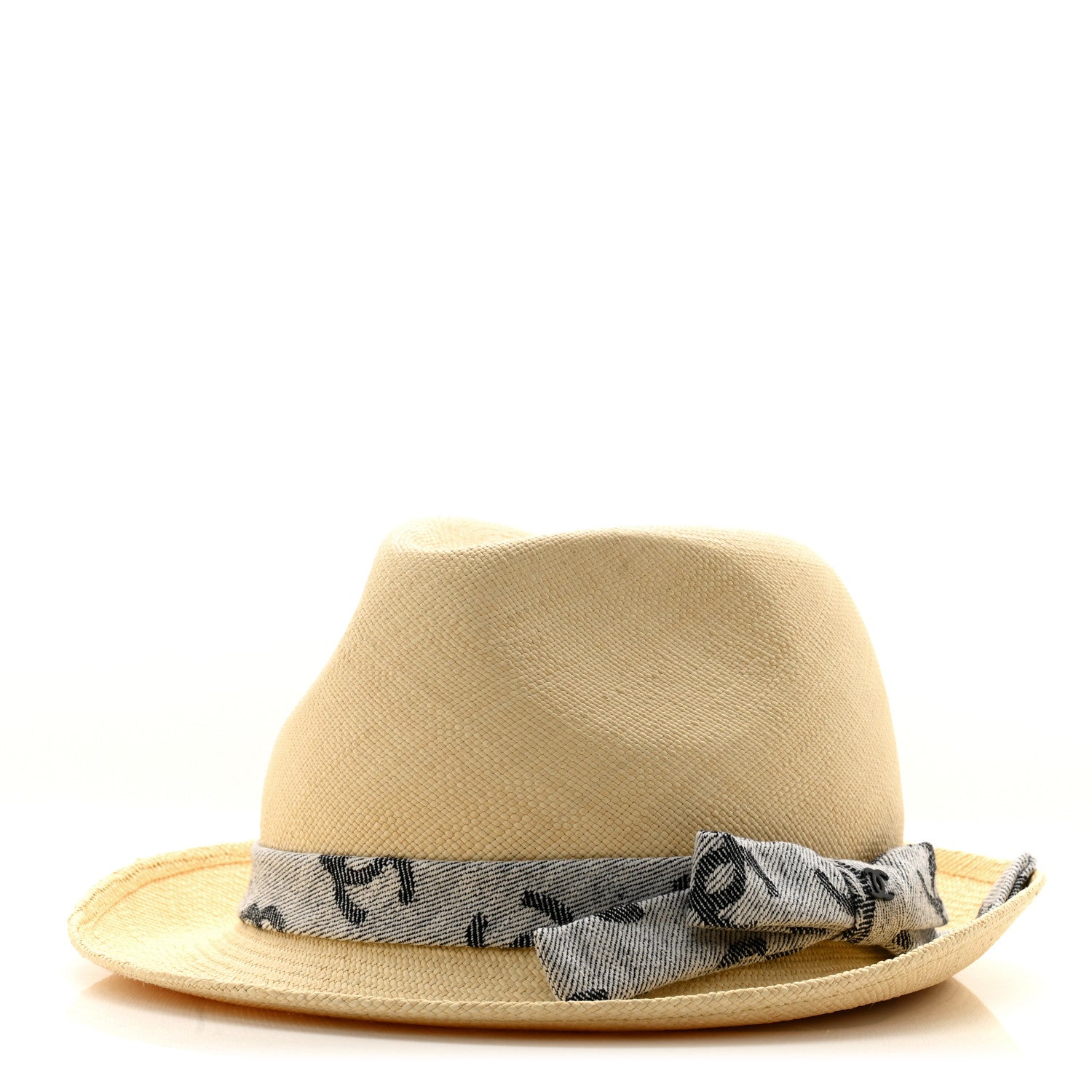 Chanel Straw CC Fedora Hat M Beige 1 of 8