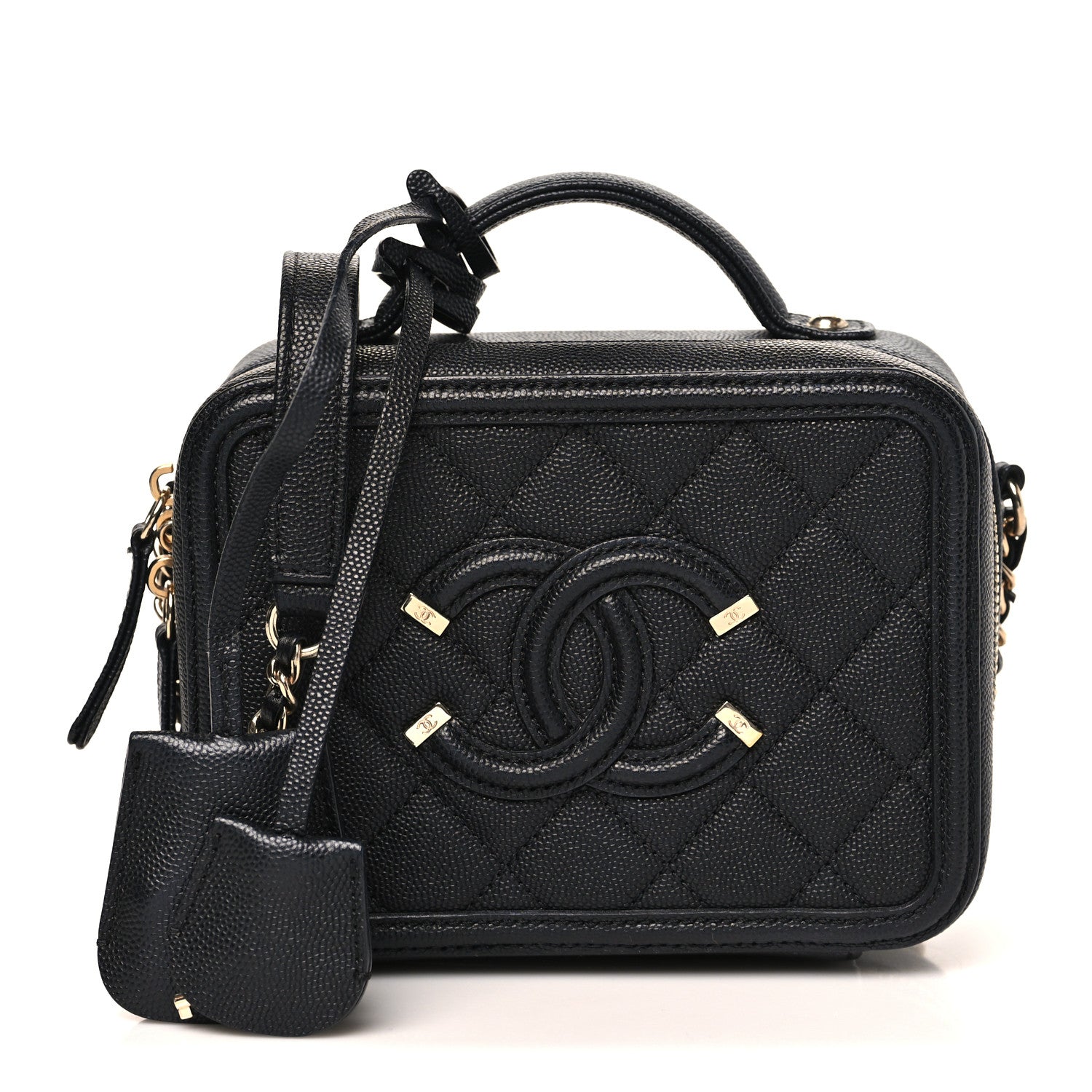 Chanel Caviar Quilted Small CC Filigree Vanity Case Black 1 of 10