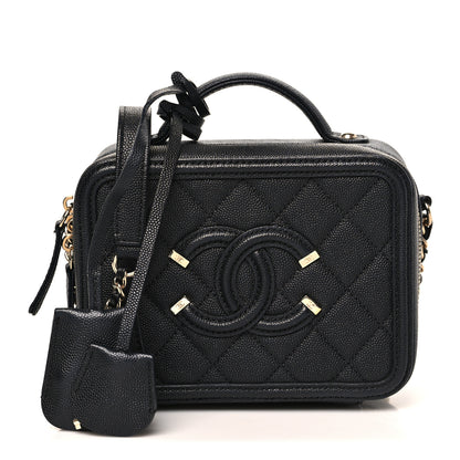 Chanel Caviar Quilted Small CC Filigree Vanity Case Black 1 of 10