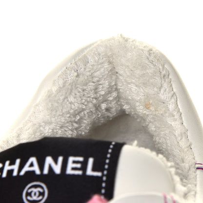 Chanel Calfskin Womens Logo Sneakers 38.5 White Pink 14 of 14