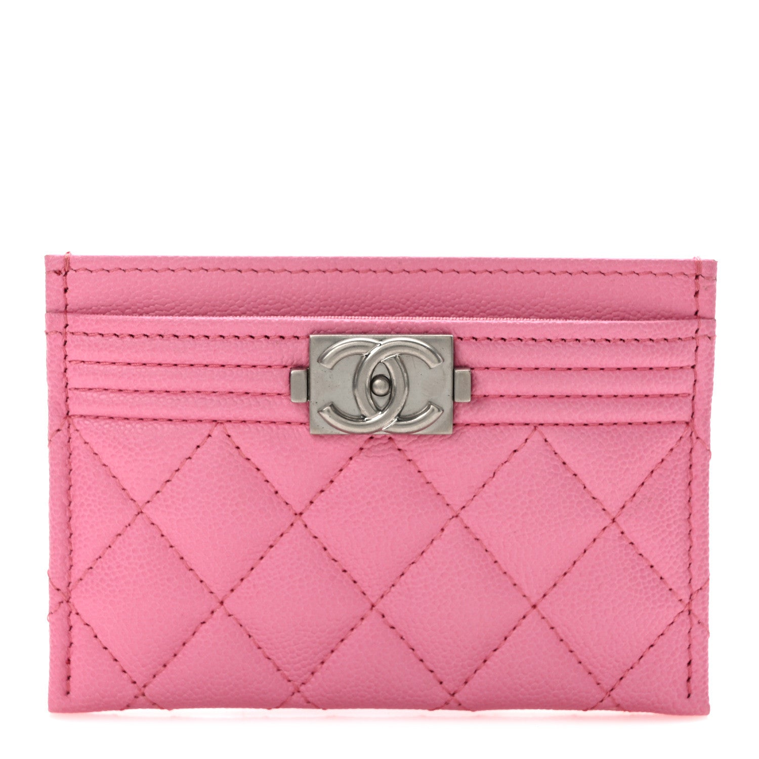 Chanel Caviar Quilted Boy Card Holder Pink 1 of 9