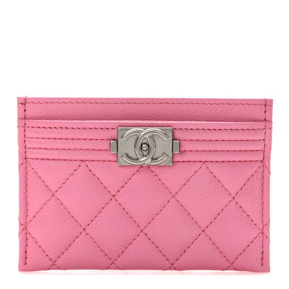 Chanel Caviar Quilted Boy Card Holder Pink 1 of 9