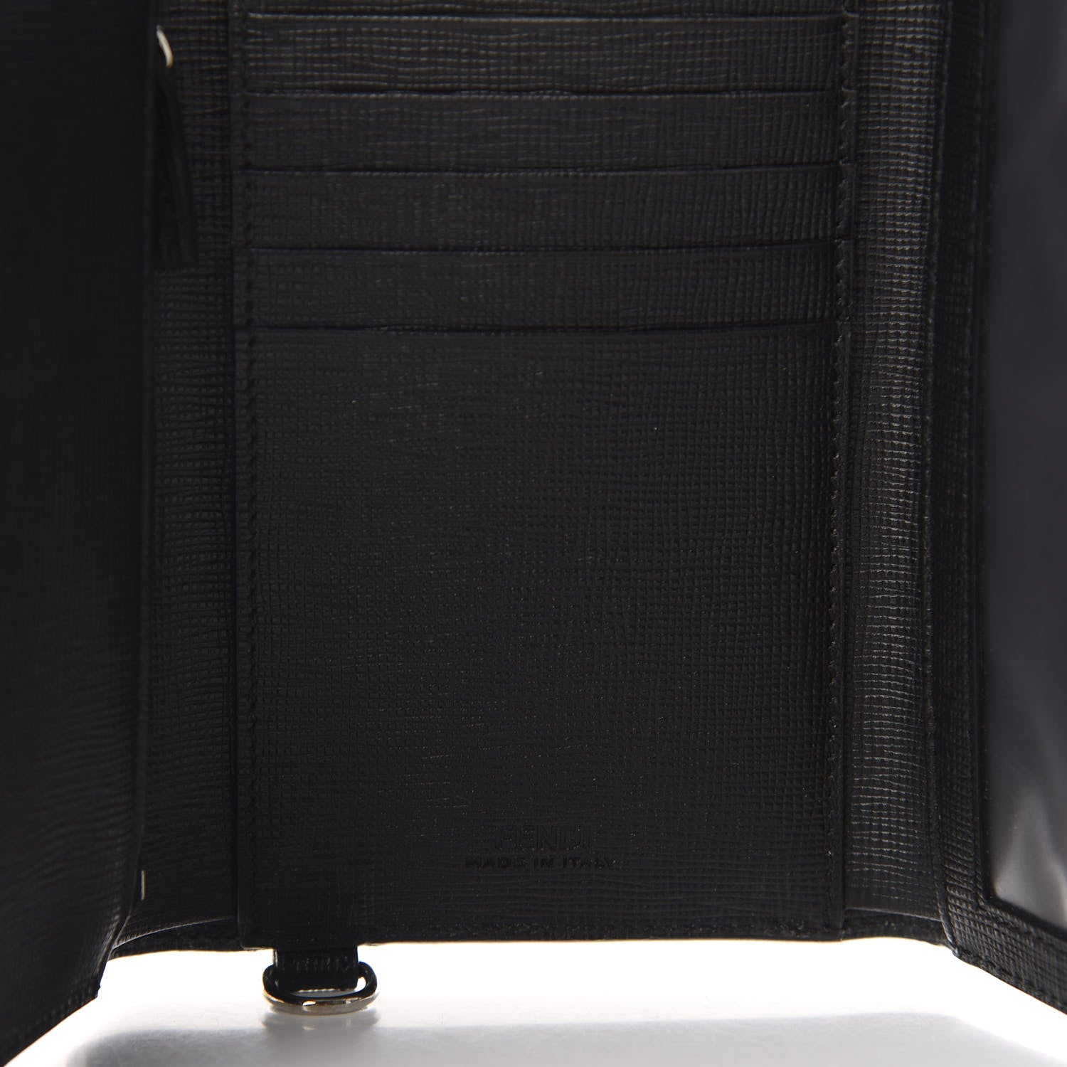 Fendi Vitello Elite Crocodile Print Compact Wallet Black Blue 6 of 8