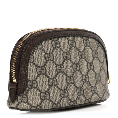 Gucci GG Supreme Monogram Textured Calfskin Web Medium Ophidia Cosmetic Case Beige Ebony New Acero 3 of 8