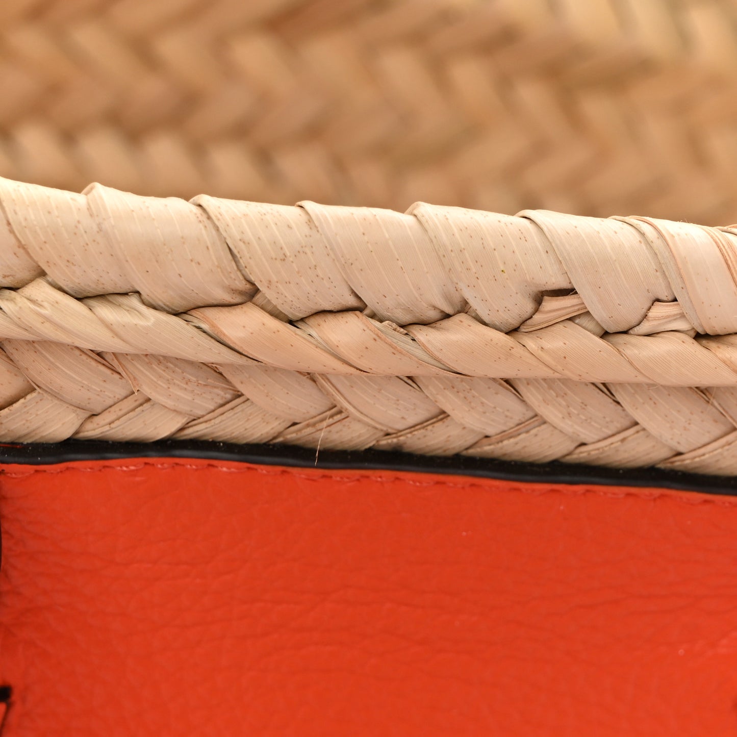 Raffia Small Grain Calfskin Medium Marcie Basket Orange