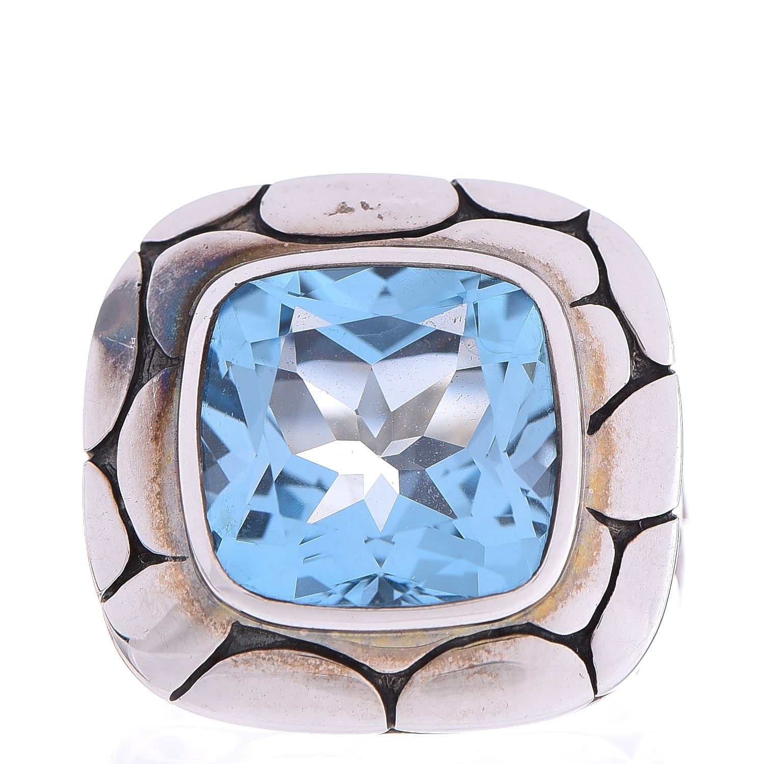 John Hardy Sterling Silver Blue Topaz Batu Kali Large Square Ring 59.5 9 1 of 5