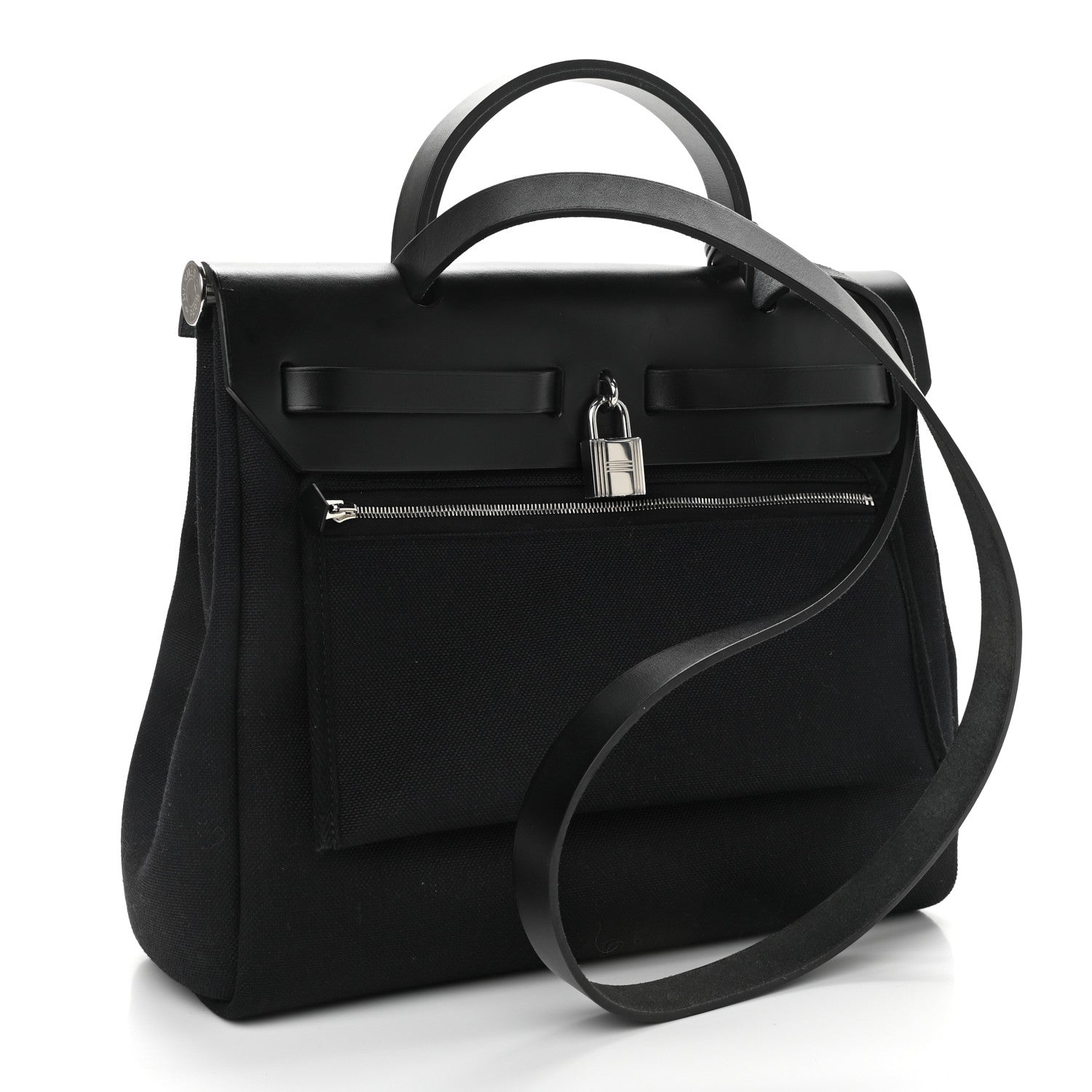 Hermes Military Toile Vache Hunter Herbag Zip Retourne 31 PM Black 4 of 12