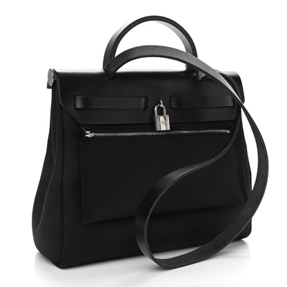 Hermes Military Toile Vache Hunter Herbag Zip Retourne 31 PM Black 4 of 12