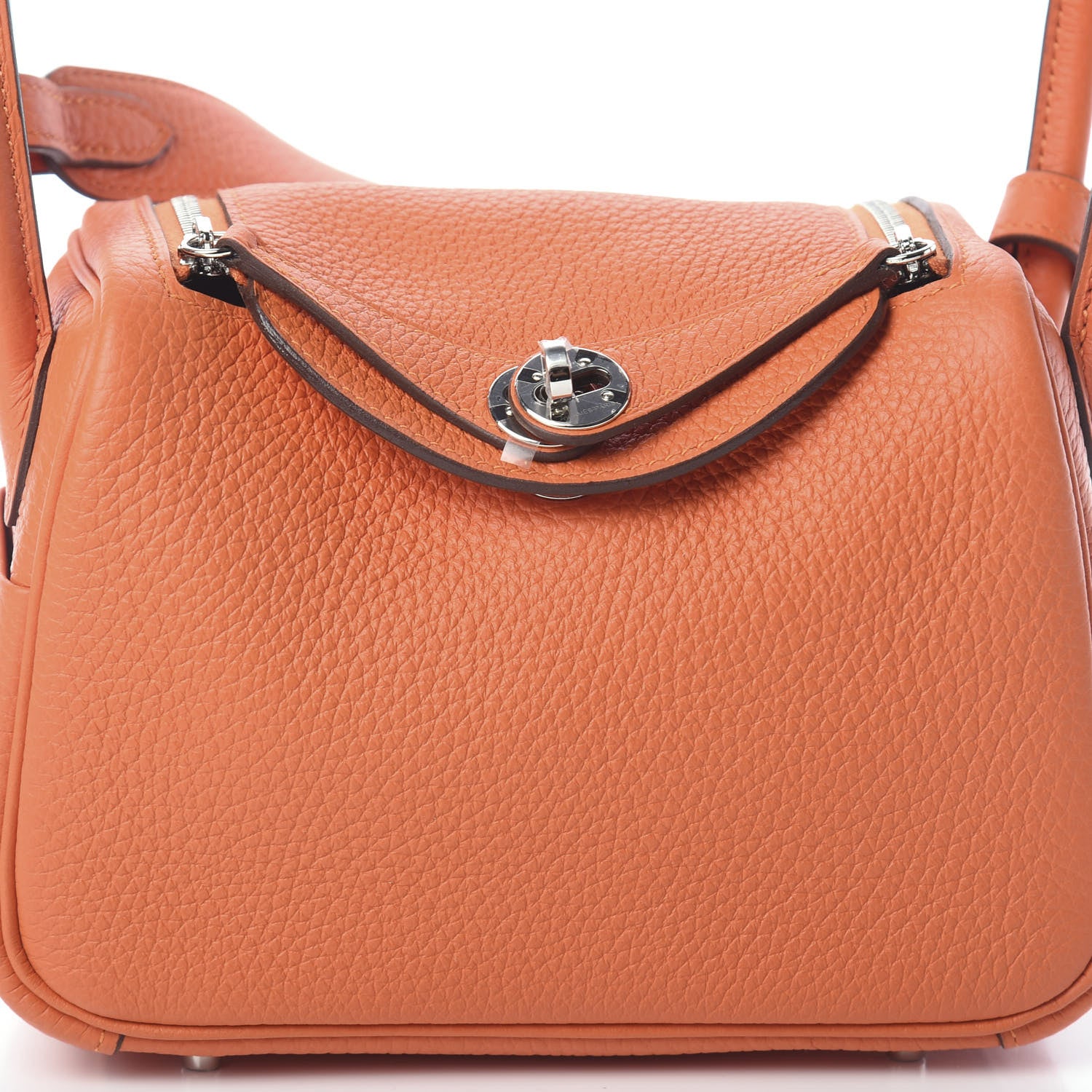 Hermes Taurillon Clemence Mini Lindy 20 Orange 7 of 9