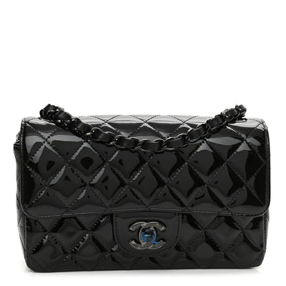 Chanel Patent Calfskin Quilted Mini Rectangular Flap So Black 1 of 10