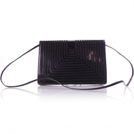 Leather Flap Cross Body Bag Black