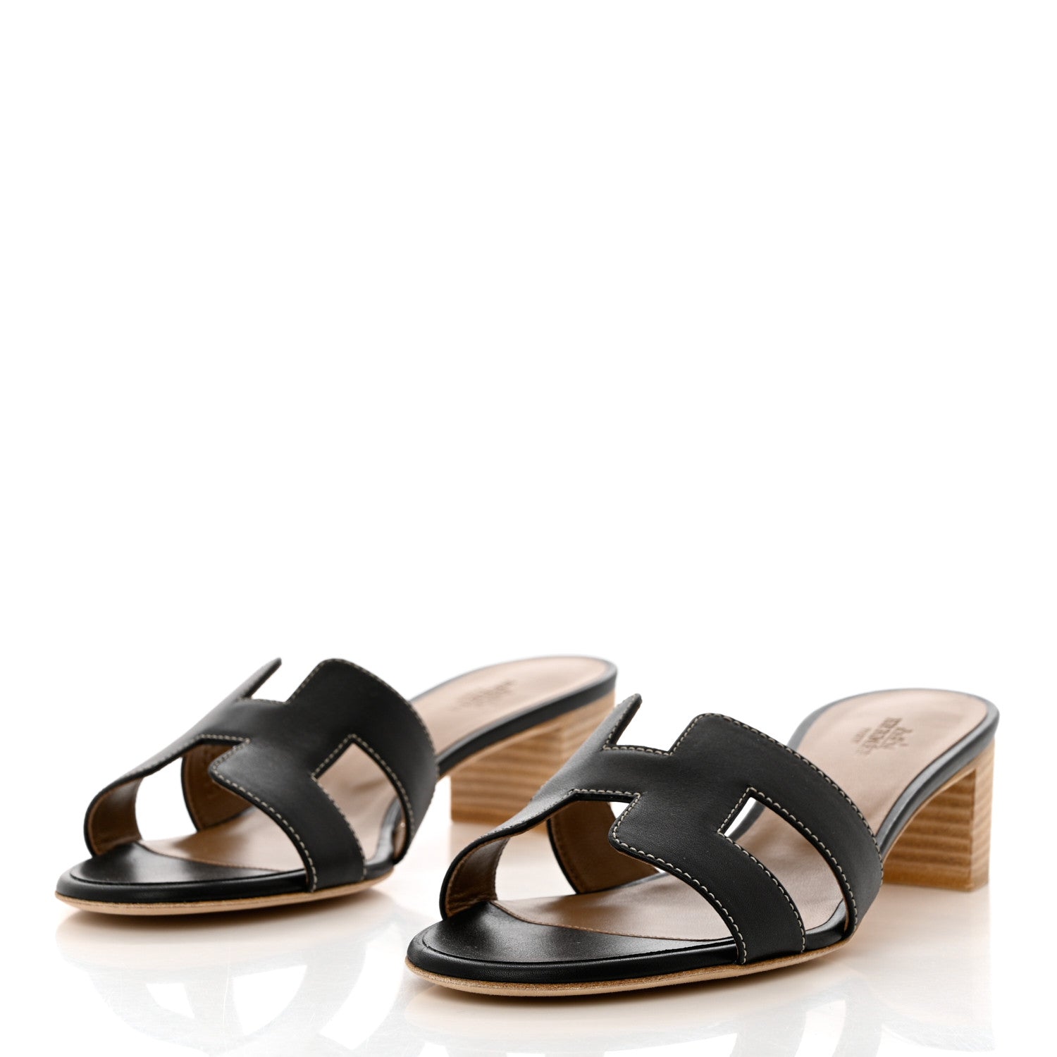 Hermes Calfskin Oasis Sandals 37 Black 3 of 9