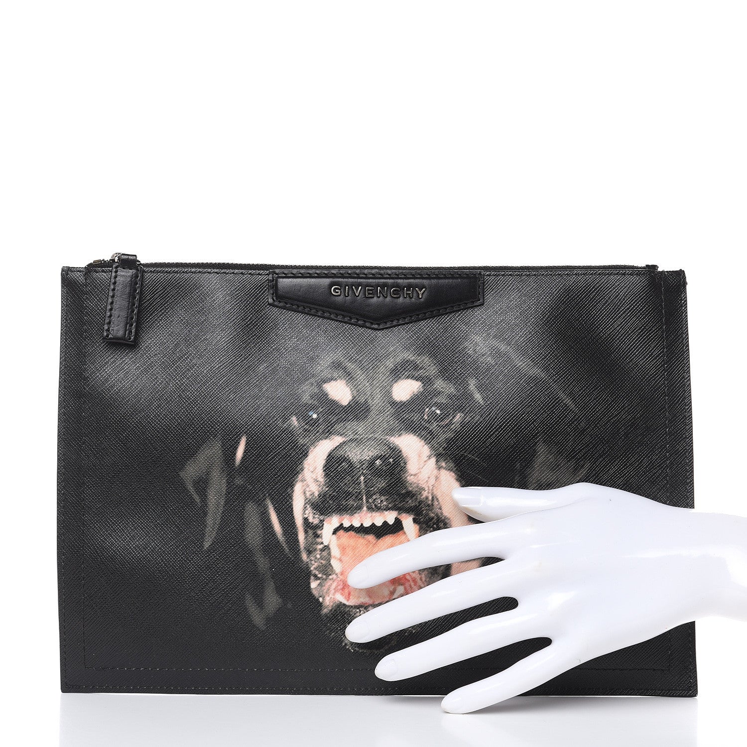 Givenchy Textured Coated Canvas Rottweiler Print Large Cosmetic Pouch Black 2 of 7
