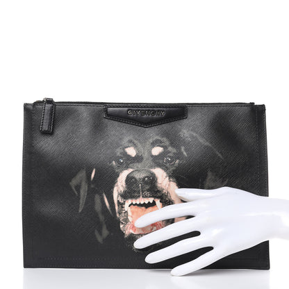 Givenchy Textured Coated Canvas Rottweiler Print Large Cosmetic Pouch Black 2 of 7
