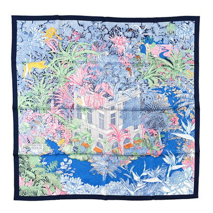 Hermes Silk Faubourg Tropical Scarf 90 Bleu Jean Vert Jaune Sofre 1 of 4