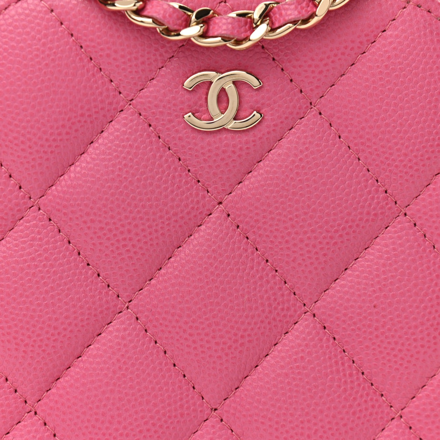 Caviar Quilted Phone Holder Wallet On Chain WOC Pink