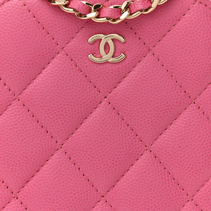 Chanel Caviar Quilted Phone Holder Wallet On Chain WOC Pink 11 of 11