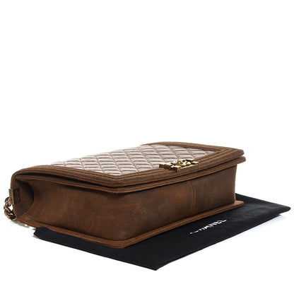 Chanel Aged Calfskin Quilted Large Boy Flap Light Brown 5 of 11