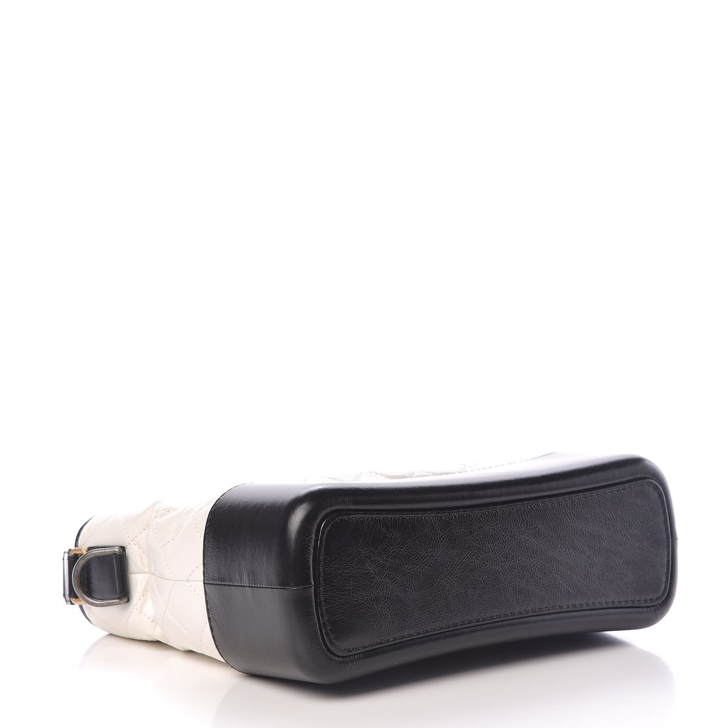 Aged Calfskin Quilted Medium Gabrielle Hobo Black White